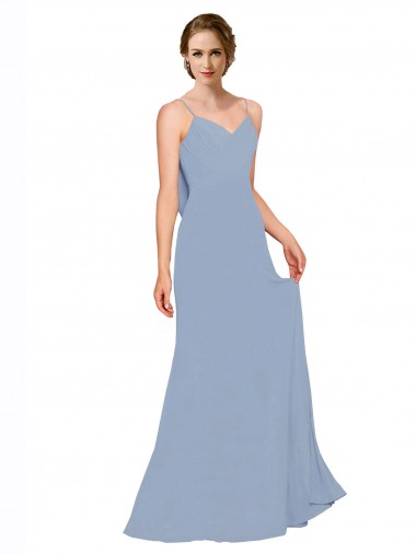 Shop Cowl Back Long Chiffon Slip Bridesmaid Dress with Straps Melbourne