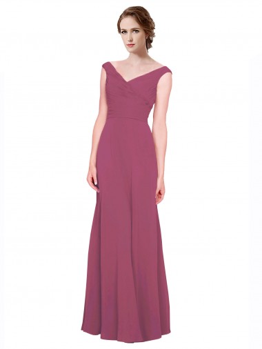 Shop V-Neckline Long Chiffon Bridesmaid Dress with Wide V-Back Melbourne