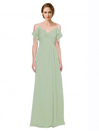 Split Cold Shoulder Draped A-Line Chiffon Bridesmaid Dress Melbourne