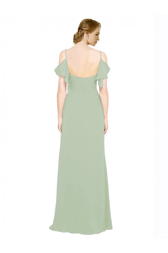 Split Cold Shoulder Draped A-Line Chiffon Bridesmaid Dress Melbourne