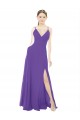Long Chiffon A-Line Bridesmaid Dress with Deep V-Neckline and Side Slit Melbourne