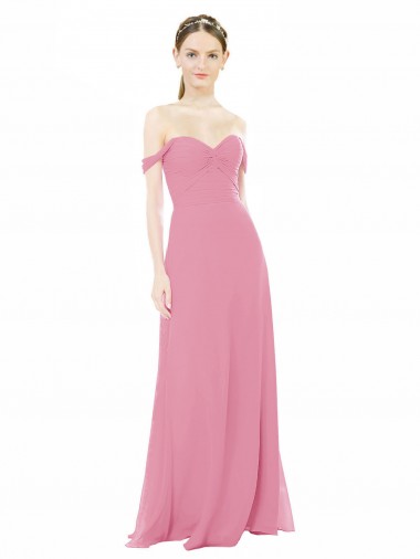Fitted Sweetheart Bodice Chiffon Bridesmaid Dress with Draped Cap Sleeves Melbourne