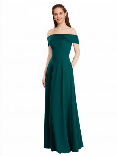 Shop Classic Off the Shoulder Chiffon Bridesmaid Dress with Cap Sleeves Melbourne