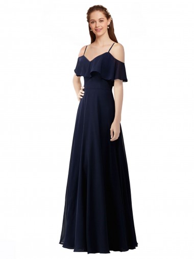Shop Chiffon Bridesmaids Dress with Off the Shoulder Ruffle Detail Melbourne