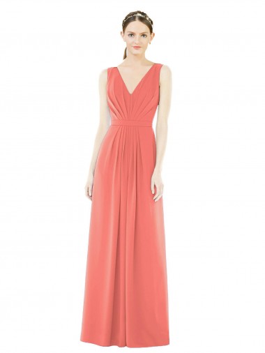 Shop V-Neck V-Back Sleeveless Chiffon Bridesmaid Dress Melbourne