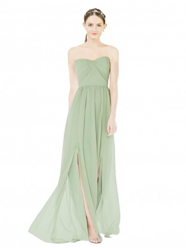 Shop Strapless Draped Bodice Maxi Bridesmaid Dress with Front Slits Melbourne