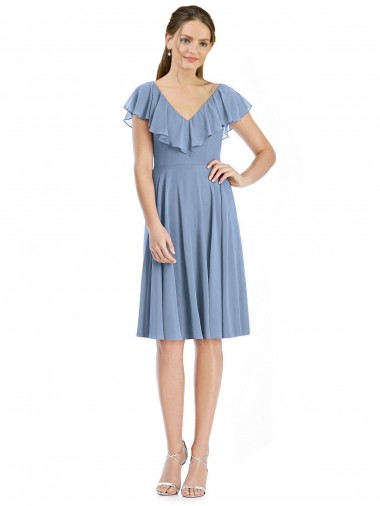 Shop Cocktail Length V-Neck V-Back Short Chiffon Bridesmaid Dress Melbourne