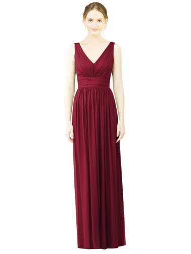 Shop V-Neck Full-Length Sleeveless Low Back Chiffon Bridesmaid Dress Melbourne