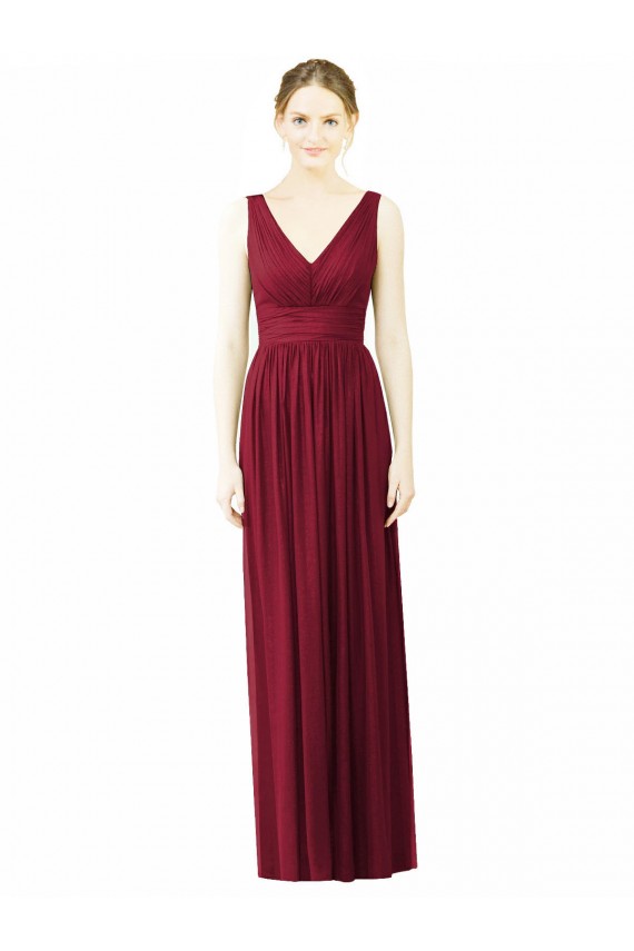 V-Neck Full-Length Sleeveless Low Back Chiffon Bridesmaid Dress Melbourne