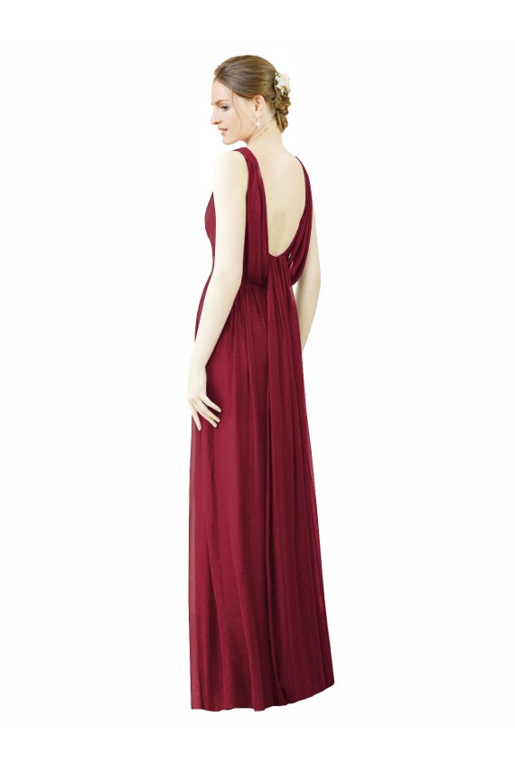 V-Neck Full-Length Sleeveless Low Back Chiffon Bridesmaid Dress Melbourne