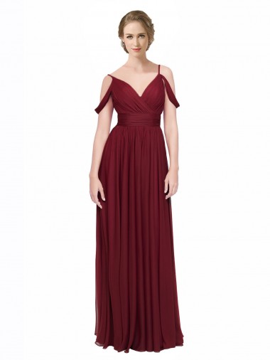 Shop Off the Shoulder V-Neck Petite Chiffon Bridesmaid Dress with Open Back Melbourne