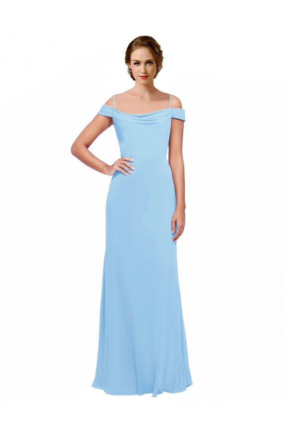 Off the Shoulder Bateau Neck Chiffon Bridesmaid Dress with Straps Melbourne