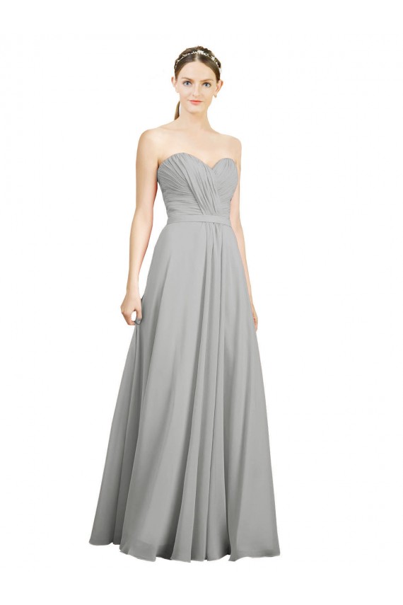 Sweetheart Strapless Draped Long Chiffon Bridesmaid Dress Melbourne