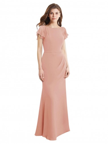 Shop Cap Sleeves Long Chiffon Bridesmaid Dress / Prom Dress with Low V-Back Melbourne