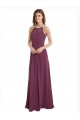High Neckline Long Chiffon Bridesmaid Dress with Beaded Trim Melbourne