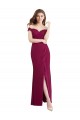 Off the Shoulder Chiffon Bridesmaid Dress with Lace Appliques and Front Slit Melbourne