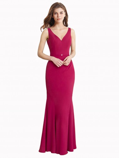 V-Neck Mermaid Chiffon Bridesmaid Dress / Prom Dress with V-Back and Belt Melbourne