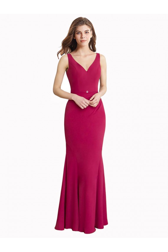 V-Neck Mermaid Chiffon Bridesmaid Dress / Prom Dress with V-Back and Belt Melbourne