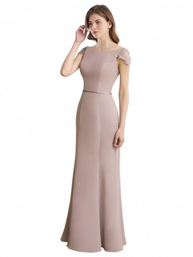 Shop Capped Sleeves Embroidered with Applique Lace Mermaid Chiffon Bridesmaid Dress Melbourne