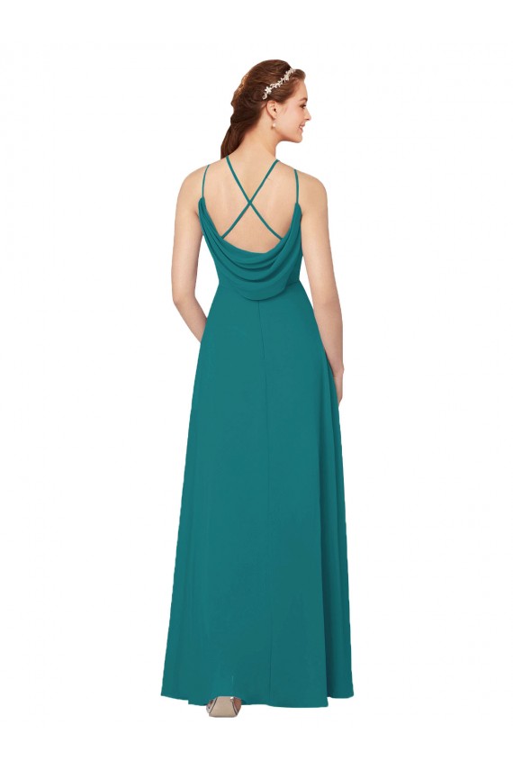 Simple Chiffon Bridesmaid Dress with High Halter Neckline Melbourne