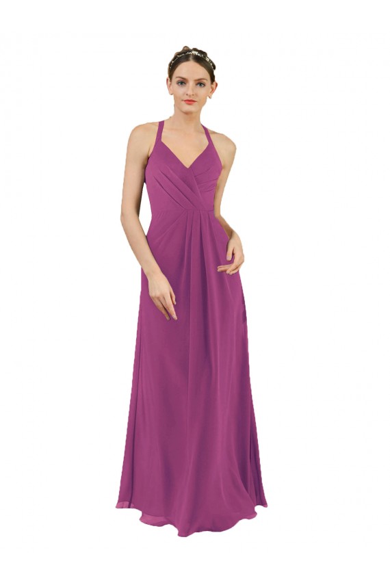 Sassy Chiffon Bridesmaid Dress with Halter Neckline Melbourne