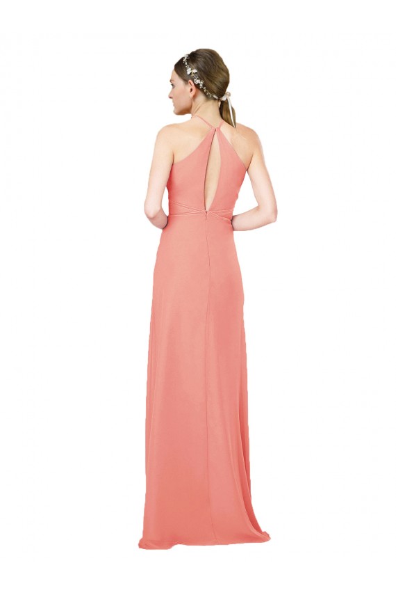 Modern Long Chiffon Bridesmaid Dress with Keyhole Back Melbourne