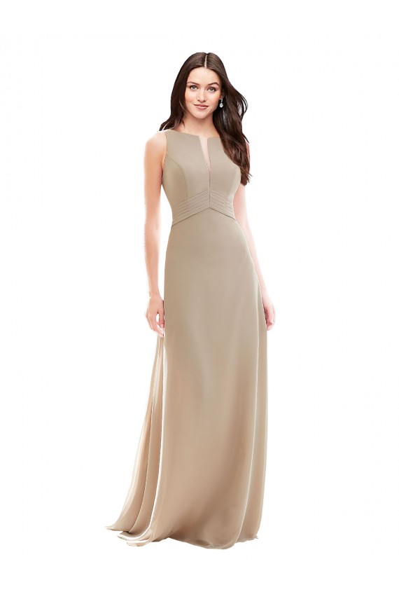 Elegant Bridesmaid with High Neckline and Illusion V-Neck Melbourne