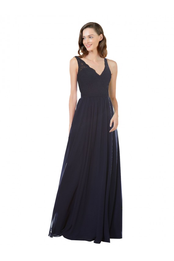 Elegant Chiffon Bridesmaid Dress with V-Neck Lace Bodice Melbourne