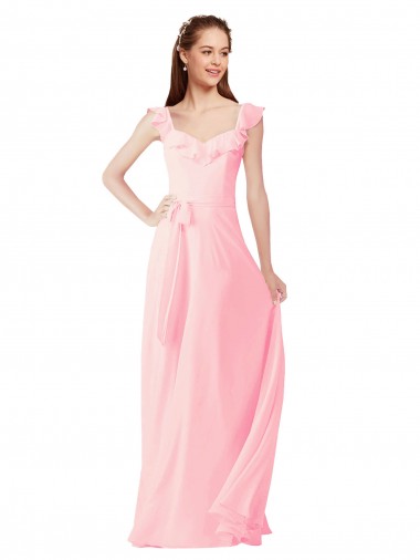 Shop Chiffon Bridesmaids Dress with Ruffle Neckline Melbourne