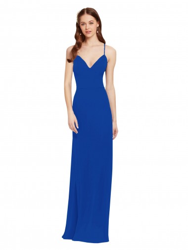 Shop Chiffon Bridesmaid Dress with Deep V-Neck and Spaghetti Straps Melbourne