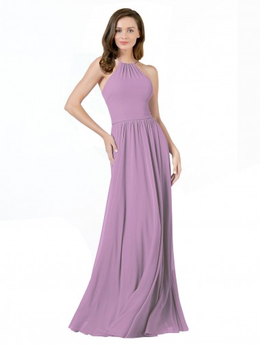 Shop High Halter Chiffon Bridesmaid Dress with Ruffle Details Back Melbourne