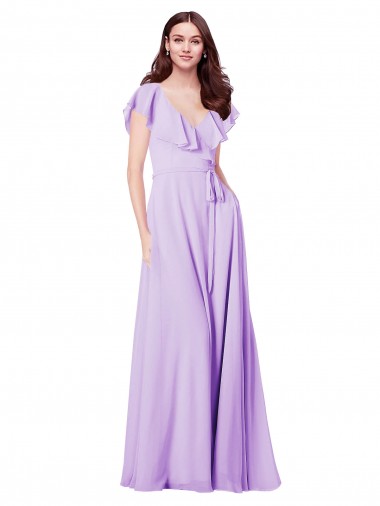 Shop Flutter Sleeves V-Neck Chiffon Bridesmaid Dress Melbourne