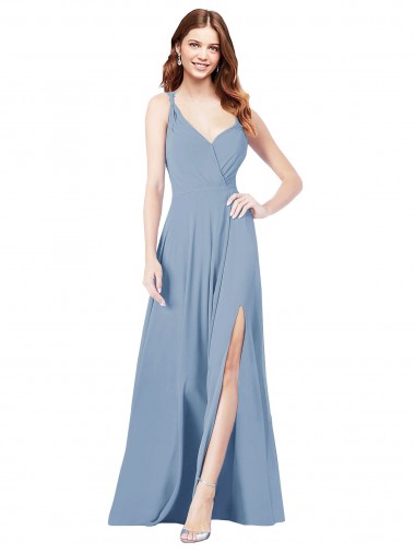 Surplice Bodice A-Line Long Chiffon Bridesmaid Dress Melbourne
