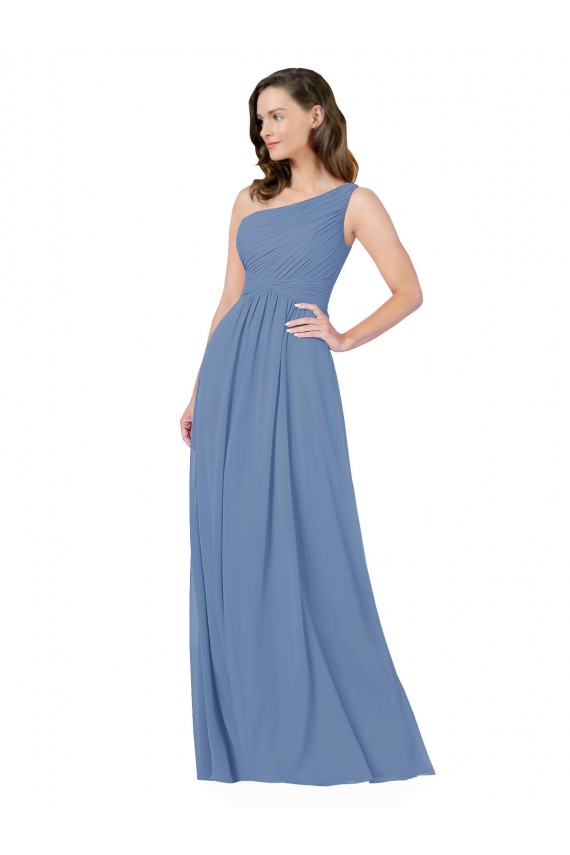 Pleated One Shoulder Chiffon Bridesmaid Dress Melbourne