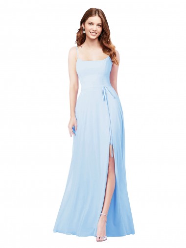 Shop Chiffon Bridesmaid Dress with Tie Sash and Side Slit Melbourne