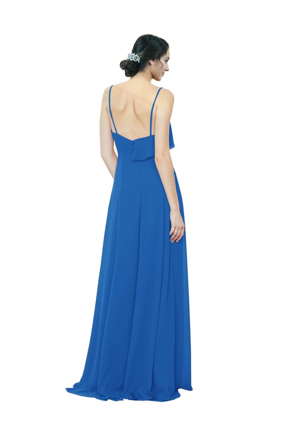Spaghetti Strap Chiffon Bridesmaids Dress with Asymmetrical Ruffle and Front Slit Melbourne
