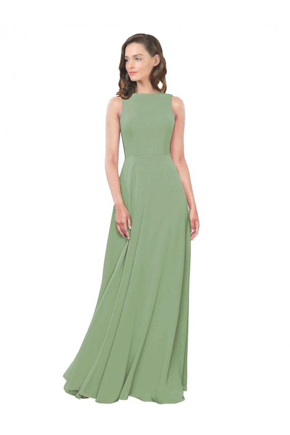 High Neck Chiffon Bridesmaids Dress with Low Cowl Back Melbourne