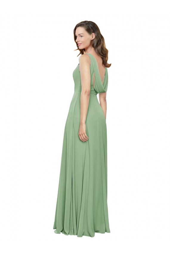 High Neck Chiffon Bridesmaids Dress with Low Cowl Back Melbourne