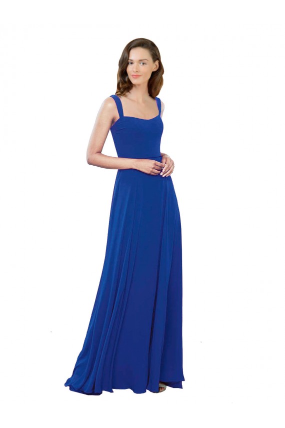 Square Neck A-Line Long Floor Length Chiffon Bridesmaid Dress Melbourne