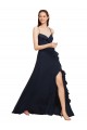 Long Chiffon Bridesmaid Dress with Criss Cross Straps and Ruffles Melbourne