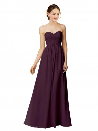 Shop Strapless Chiffon Bridesmaid Dress with Criss Cross Shirred Bodice Melbourne