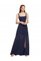 Squre Necked Long Chiffon Bridesmaid Dress with Front Slit Melbourne