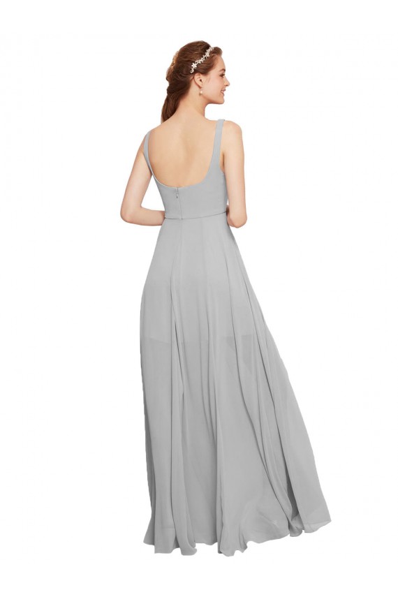 Squre Necked Long Chiffon Bridesmaid Dress with Front Slit Melbourne