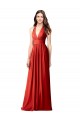 Halter V-Neck A-Line Chiffon Bridesmaid Dress with Shirred Skirt Melbourne