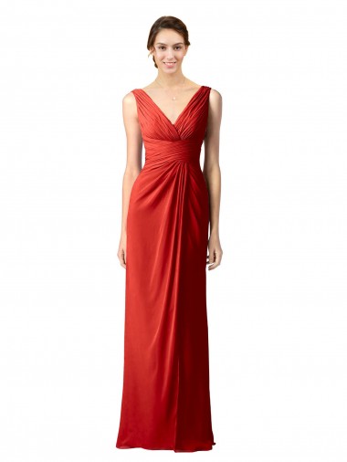 Shop Shirred Long Floor Length Chiffon Bridesmaid Dress with V-Back Melbourne