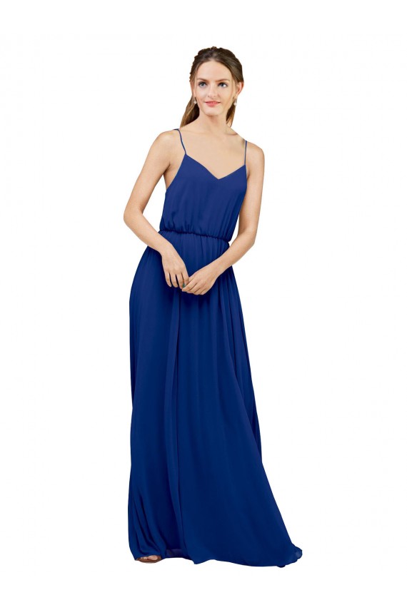 Long Chiffon Bridesmaid Dress with Spaghetti Strap Bodice Melbourne