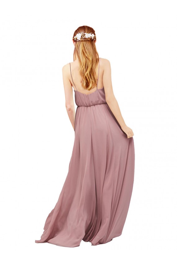 Long Chiffon Bridesmaid Dress with Spaghetti Strap Bodice Melbourne