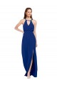 High Keyhole Neck Long Chiffon Bridesmaid Dress with Slit Melbourne