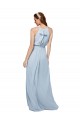 High Keyhole Neck Long Chiffon Bridesmaid Dress with Slit Melbourne