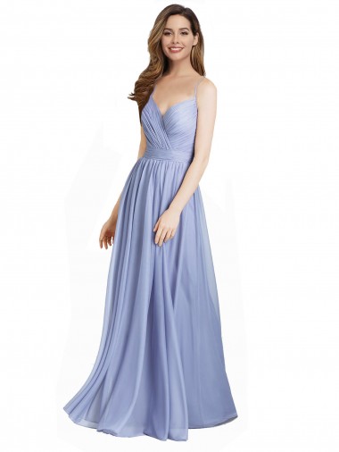 Ruched Criss Over Bodice Chiffon Bridesmaid Dress with Lace Open Back Melbourne